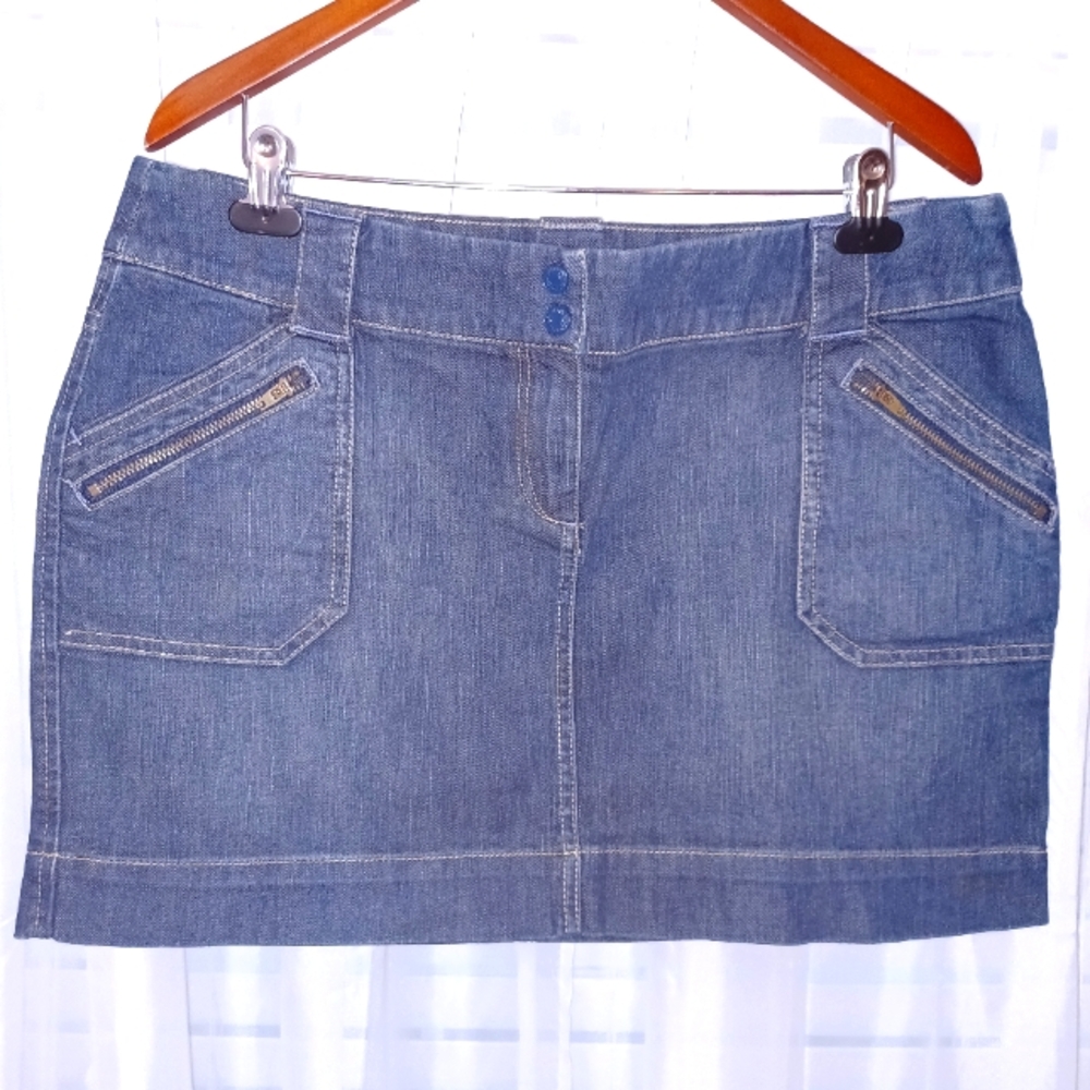 New York & Company Blue Mini Pencil Skirt